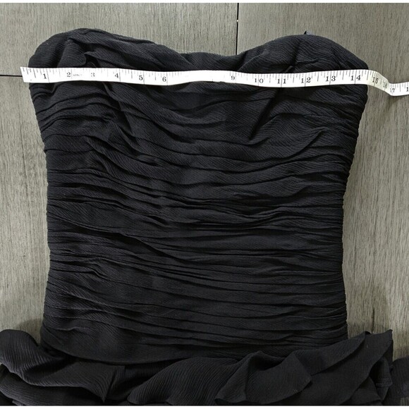 BCBG Max Azria Black Chiffon Strapless Ruffled Maxi Dress Formal Size 10 Fairy - Picture 6 of 7